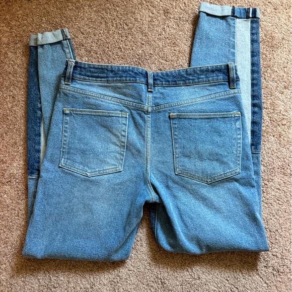 Stylish ASOS Patchwork Blue Denim Skinny Jeans EUC - Picture 5 of 8